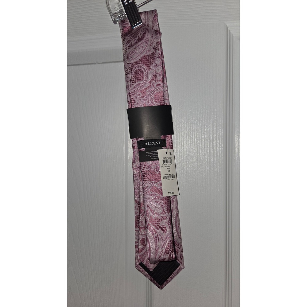 Alfani Alfatech Mens Mauve Paisley Stain Resistant Necktie New - Picture 4 of 5